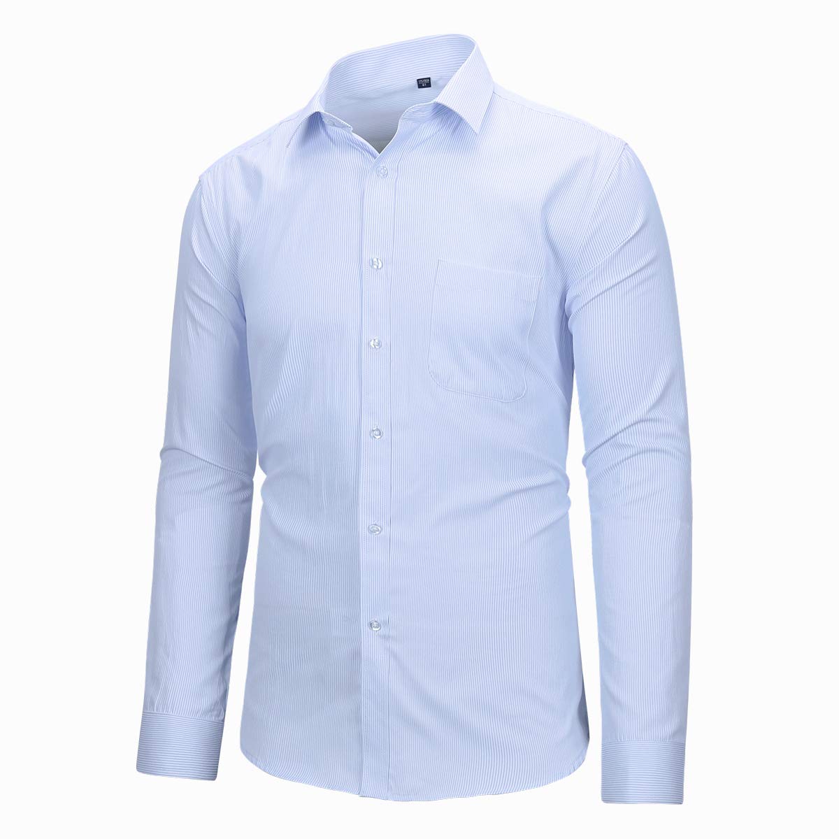 YFFUSHI Mens Stripe Slim Fit Tuxedo Long Sleeve Dress Shirts Blue