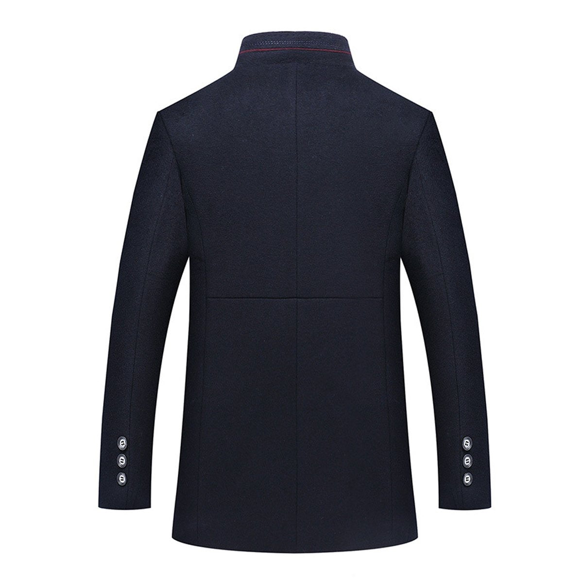 YFFUSHI Mens Wool Blend Coat Thick Warm Winter Casual Overcoat with Removable Fur Collar Navy