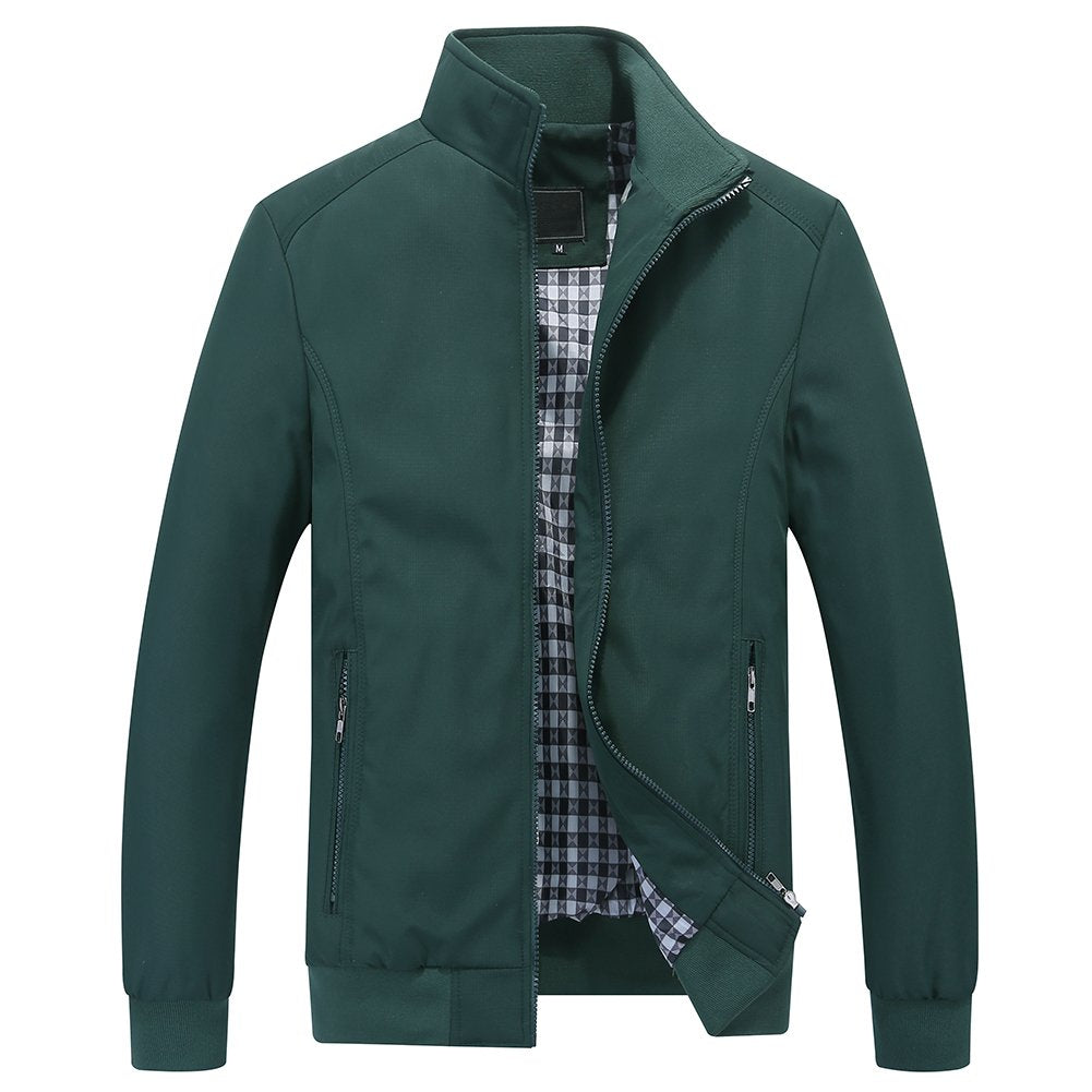 YFFUSHI Mens Casual Jacket Lightweight Outdoor Zipper Softshell Windbreaker Jacket Green