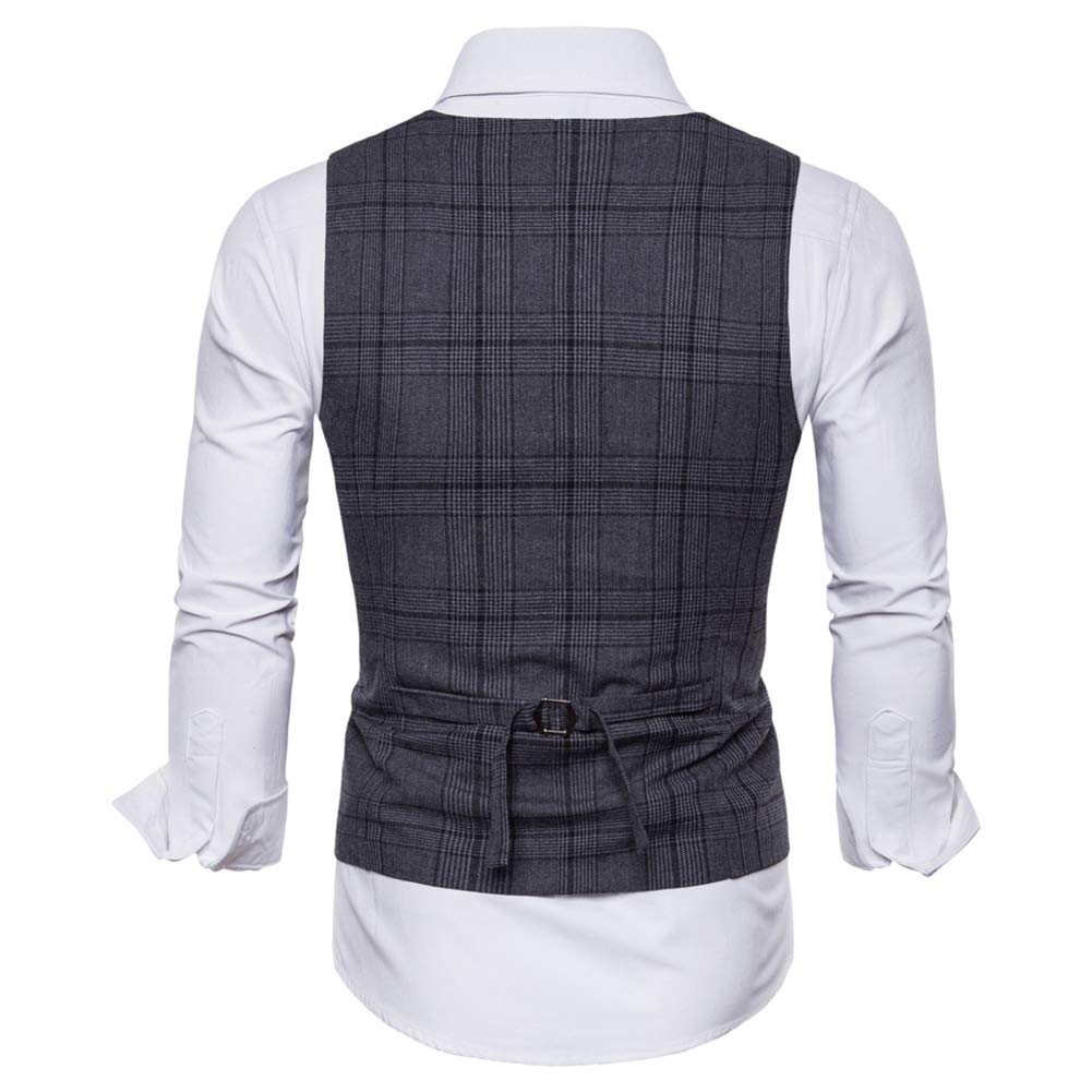 YFFUSHI Mens Slim Fit Formal Premium Button Down Vest Waistcoat Dark Grey