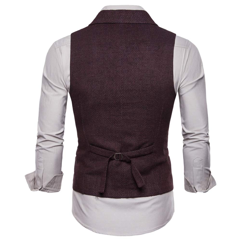 YFFUSHI Mens Slim Fit Formal Premium Button Down Vest Waistcoat Reddish Brown