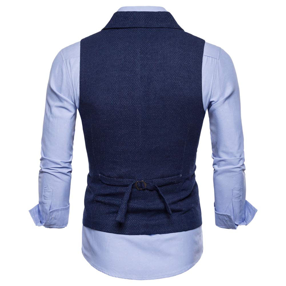 YFFUSHI Mens Slim Fit Formal Premium Button Down Vest Waistcoat Blue