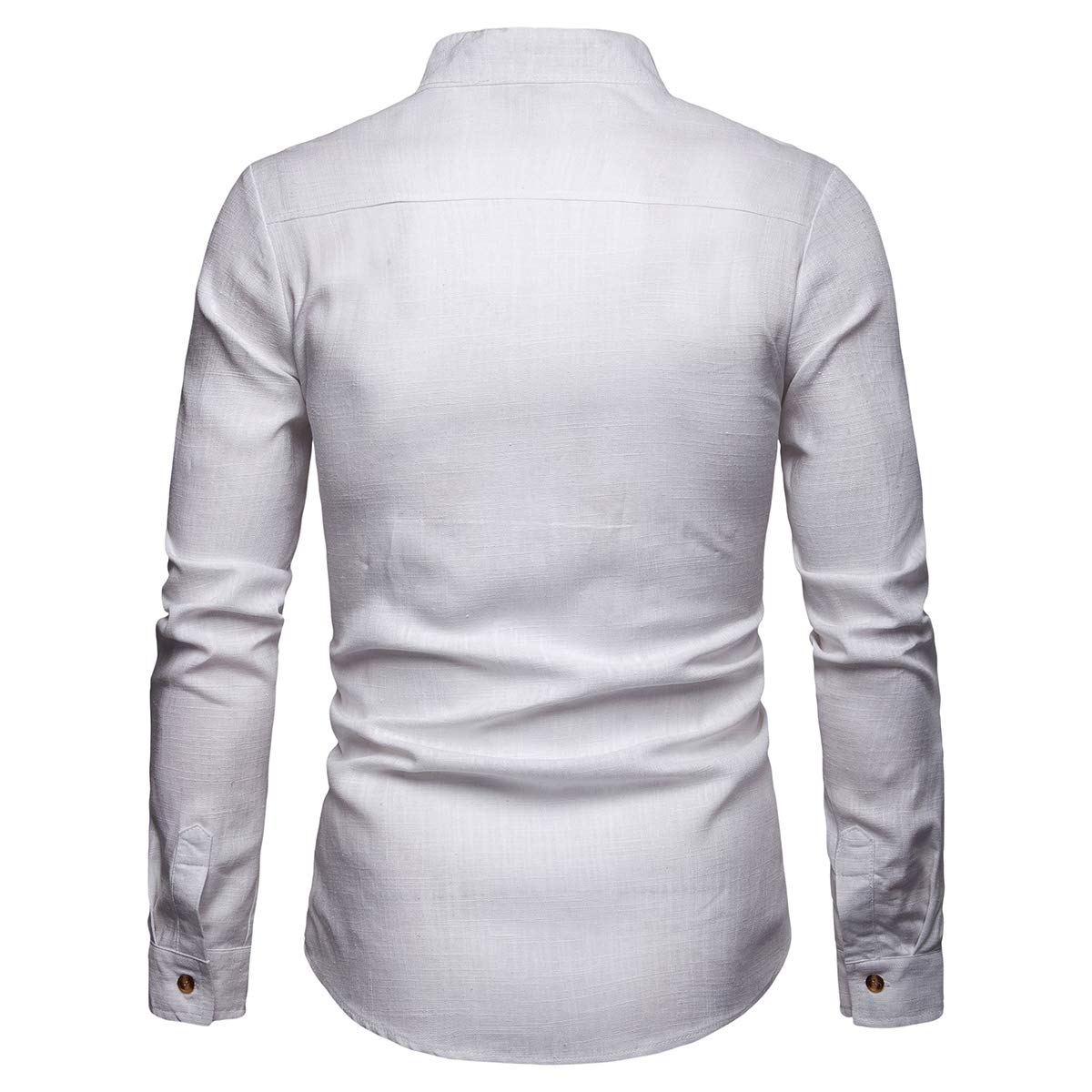 YFFUSHI Mens Long Sleeve Linen Shirts Standard fit Solid Color Casual Button Down Shirts White