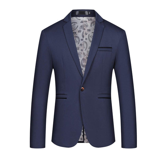 YFFUSHI Mens Slim Fit Sport Coat Casual One Button Solid Color Jacket Blazer Navy