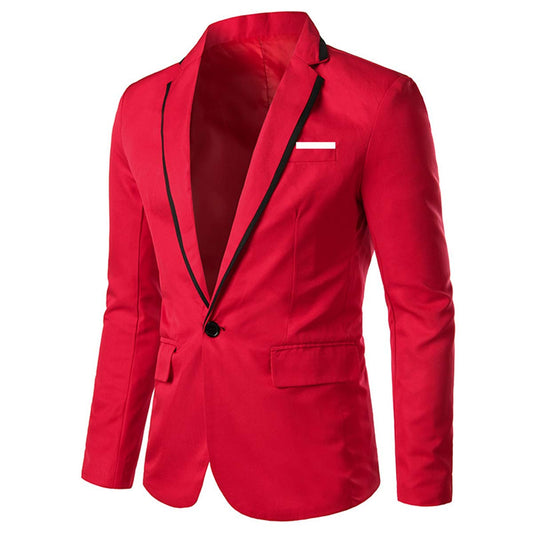 YFFUSHI Men's Casual Suit Jacket 1 Button Slim Fit Business Solid Blazer Coat Red