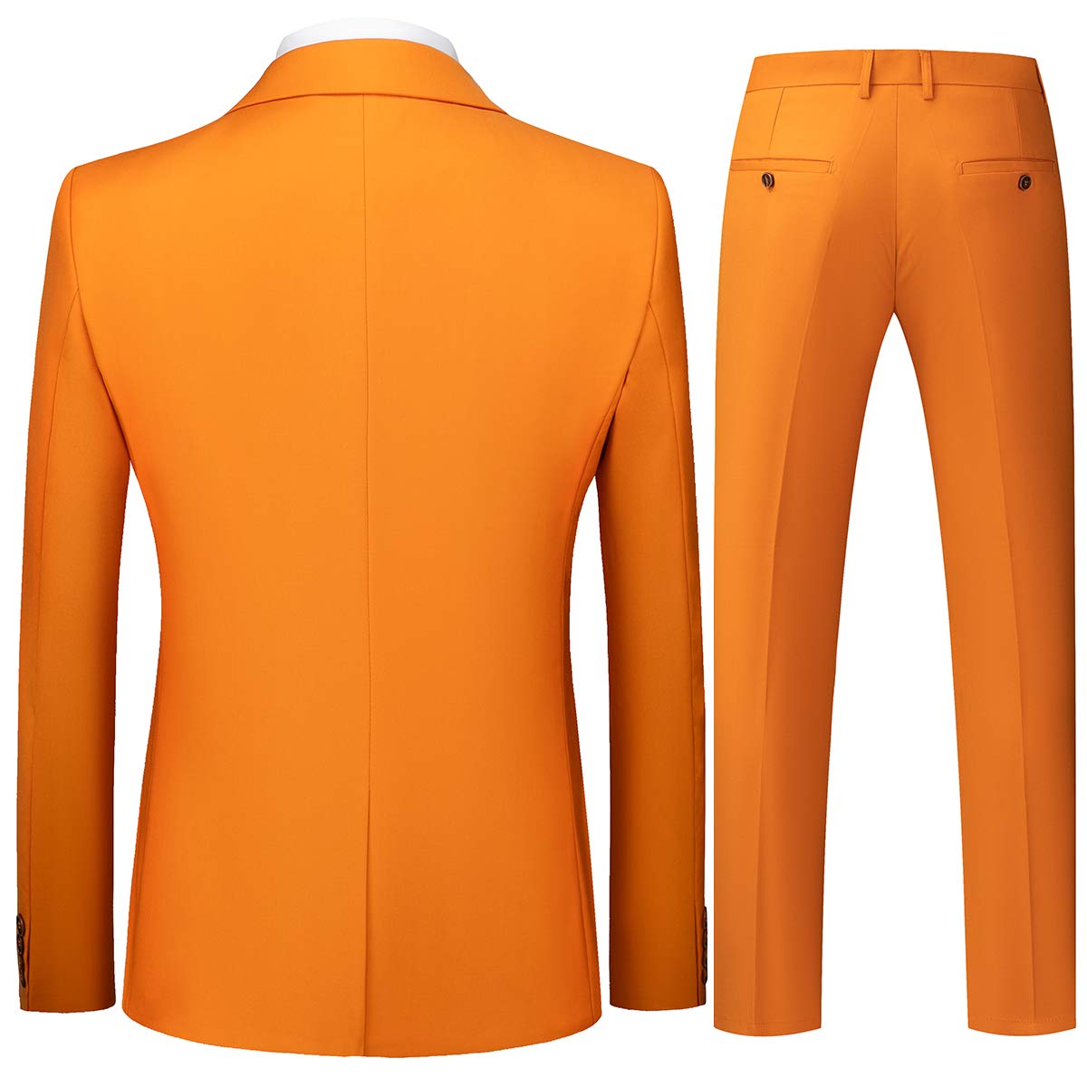 YFFUSHI Mens 3 Piece Suits Slim Fit 2 Buttons Business Wedding Formal Orange