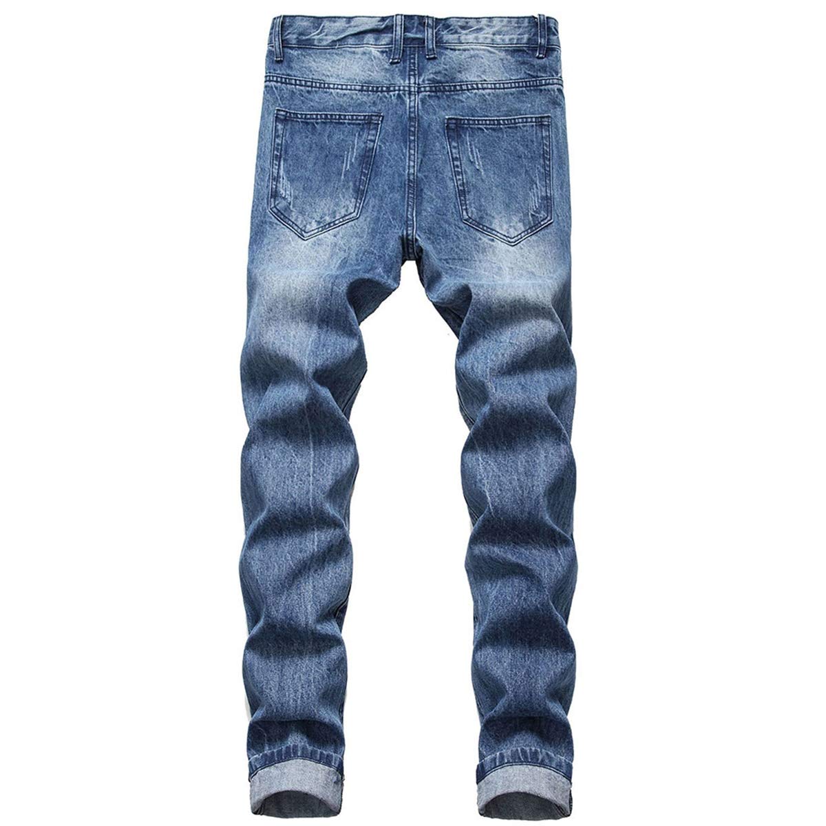 YFFUSHI Men's Classic Slim Fit Jeans Pants Straight-Leg Stretch Comfort Denim Pants Dark Blue