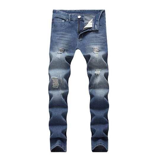 YFFUSHI Mens Ripped Distressed Stretch Jeans Pants Skinny Slim Fit Straight Leg Fashion Pants Blue