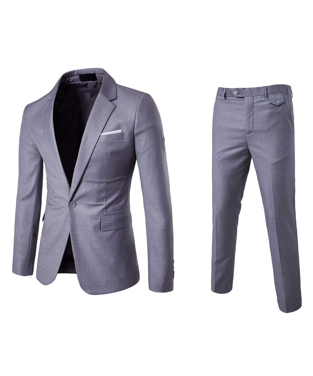 Mens Light Grey 2 Piece Slim Fit One Button Suits