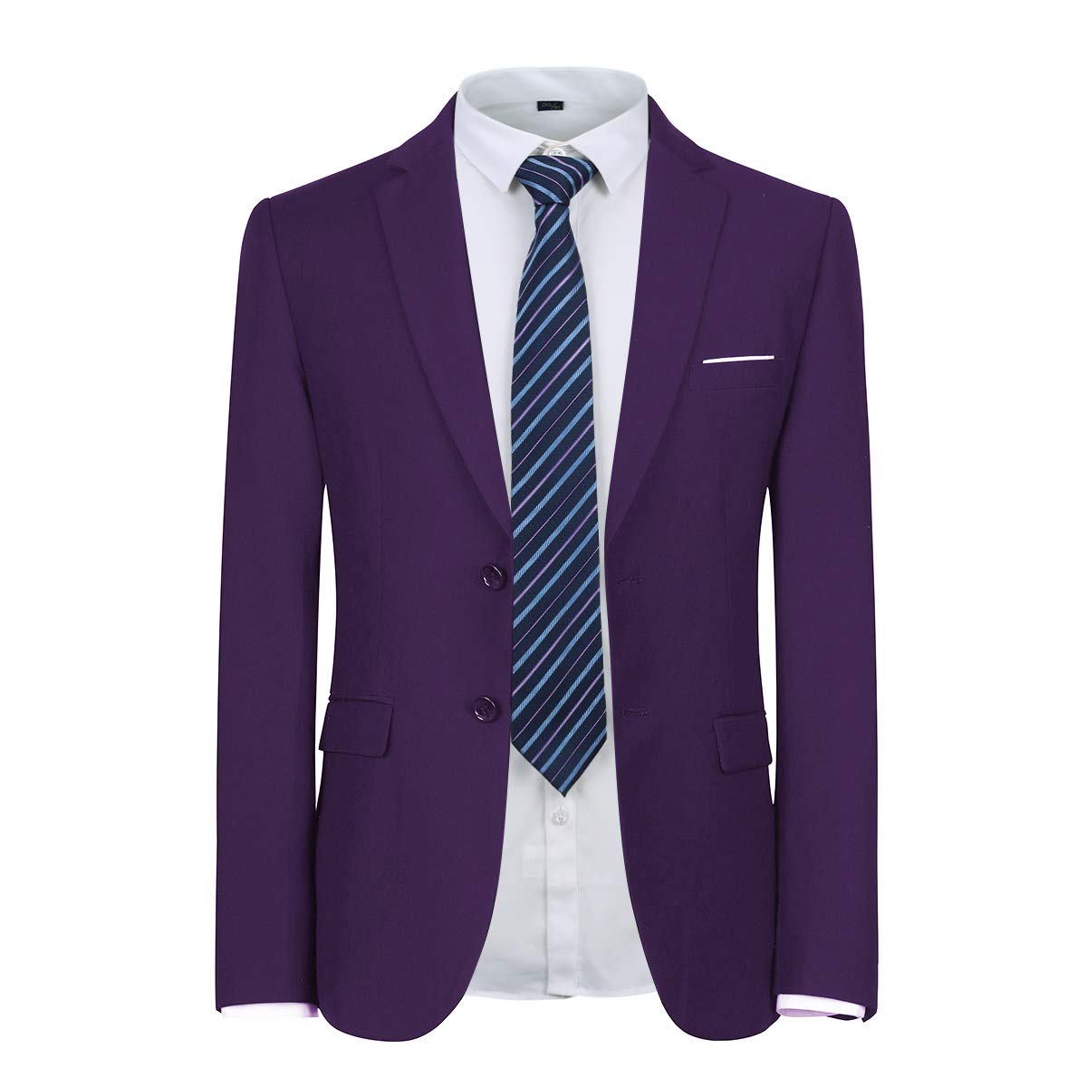 YFFUSHI Mens Slim Fit Business Wedding Suit Shirt Separates Purple