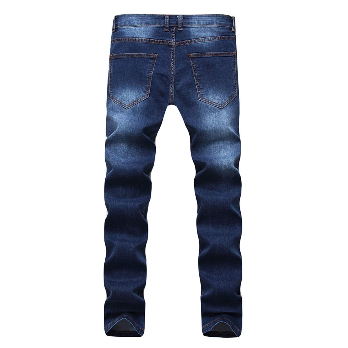 YFFUSHI Mens Ripped Washed Jeans Skinny Straight Fit Distressed Holes Comfy Denim Pants Dark Blue