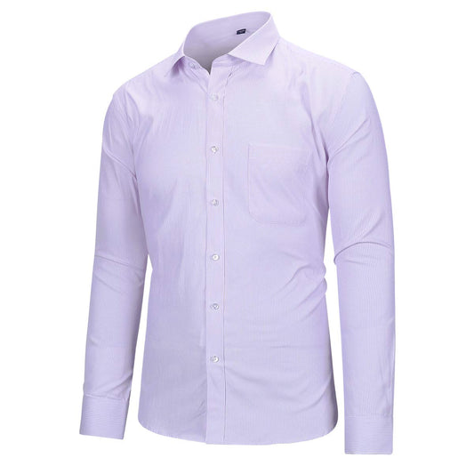 YFFUSHI Mens Stripe Slim Fit Tuxedo Long Sleeve Dress Shirts Purple