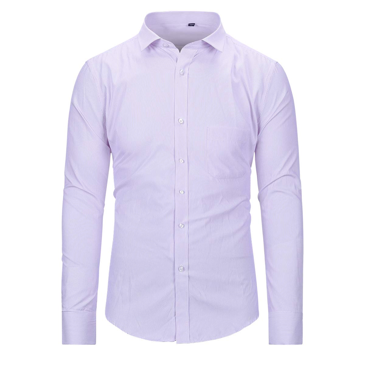 YFFUSHI Mens Stripe Slim Fit Tuxedo Long Sleeve Dress Shirts Purple