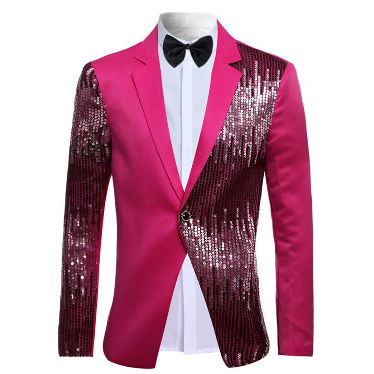 Mens Rose Red And Silver Sequin Stylish Blazer