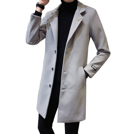 YFFushi Winter Long Button Closer Overcoat Grey