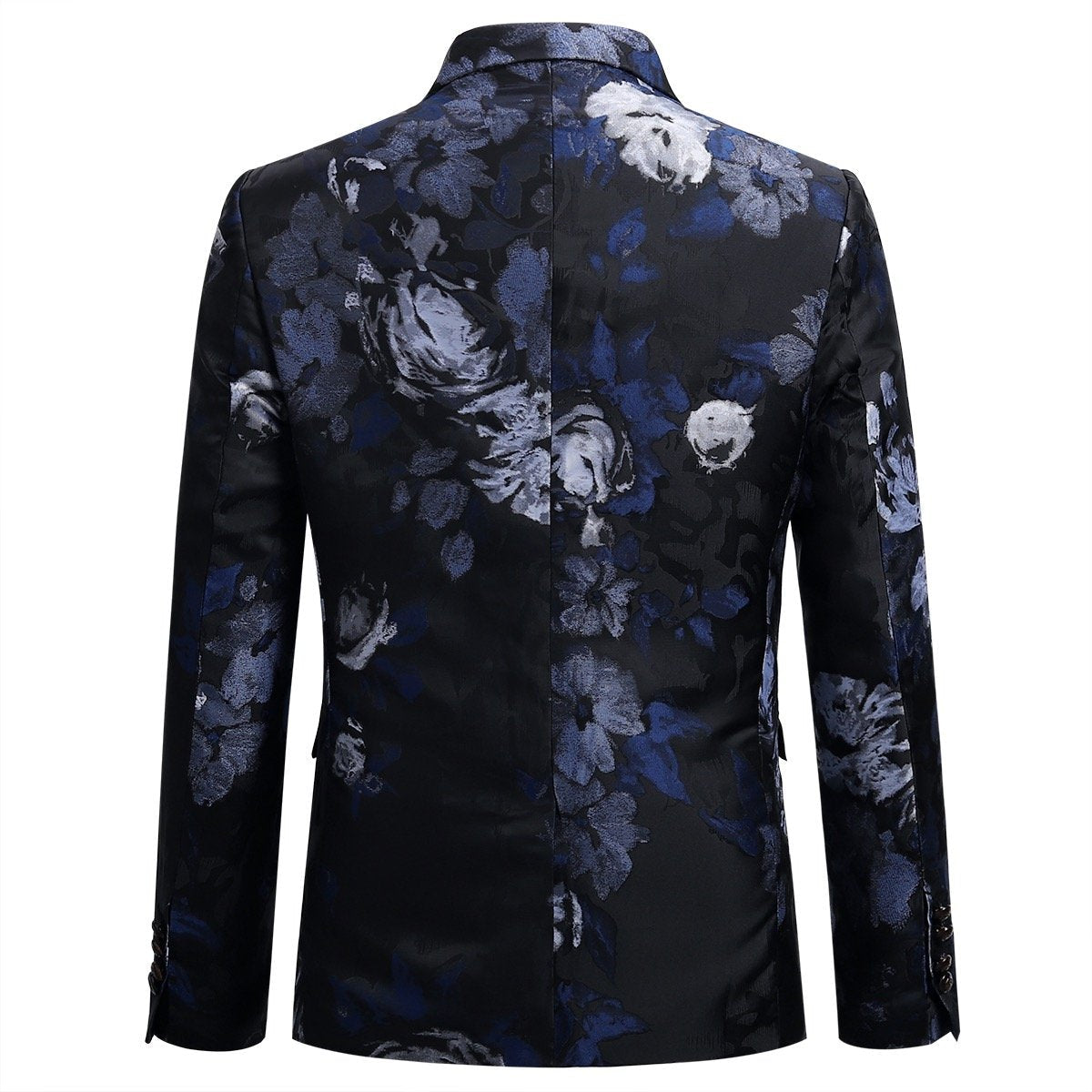 YFFUSHI Mens Allover Floral Print 3-Piece Suit Blue