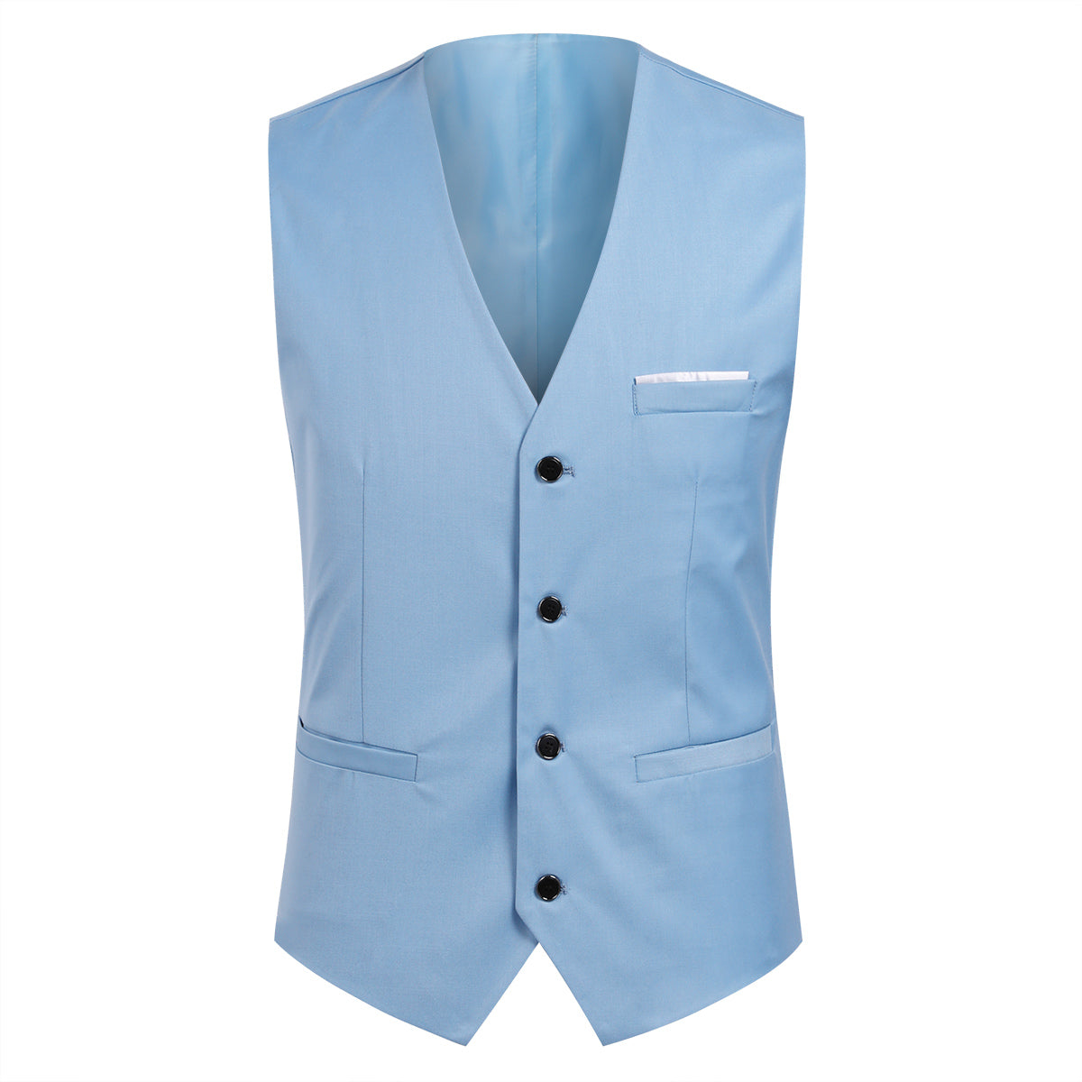 YFFUSHI Mens 3 Piece Suit Slim Fit One Button Solid Color Formal Dress Light Blue