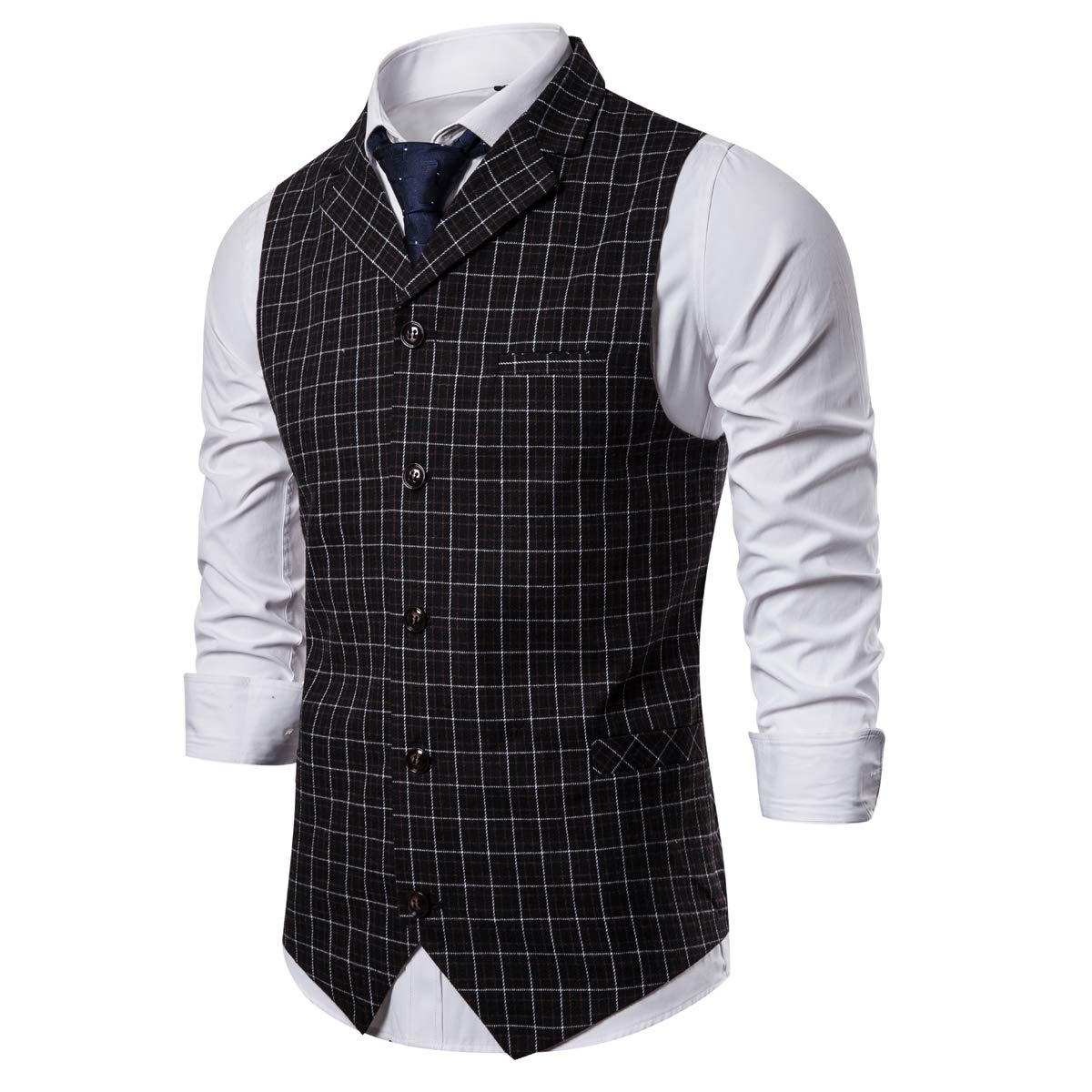 YFFUSHI Mens Slim Fit Formal Premium Button Down Vest Waistcoat Deep Coffee