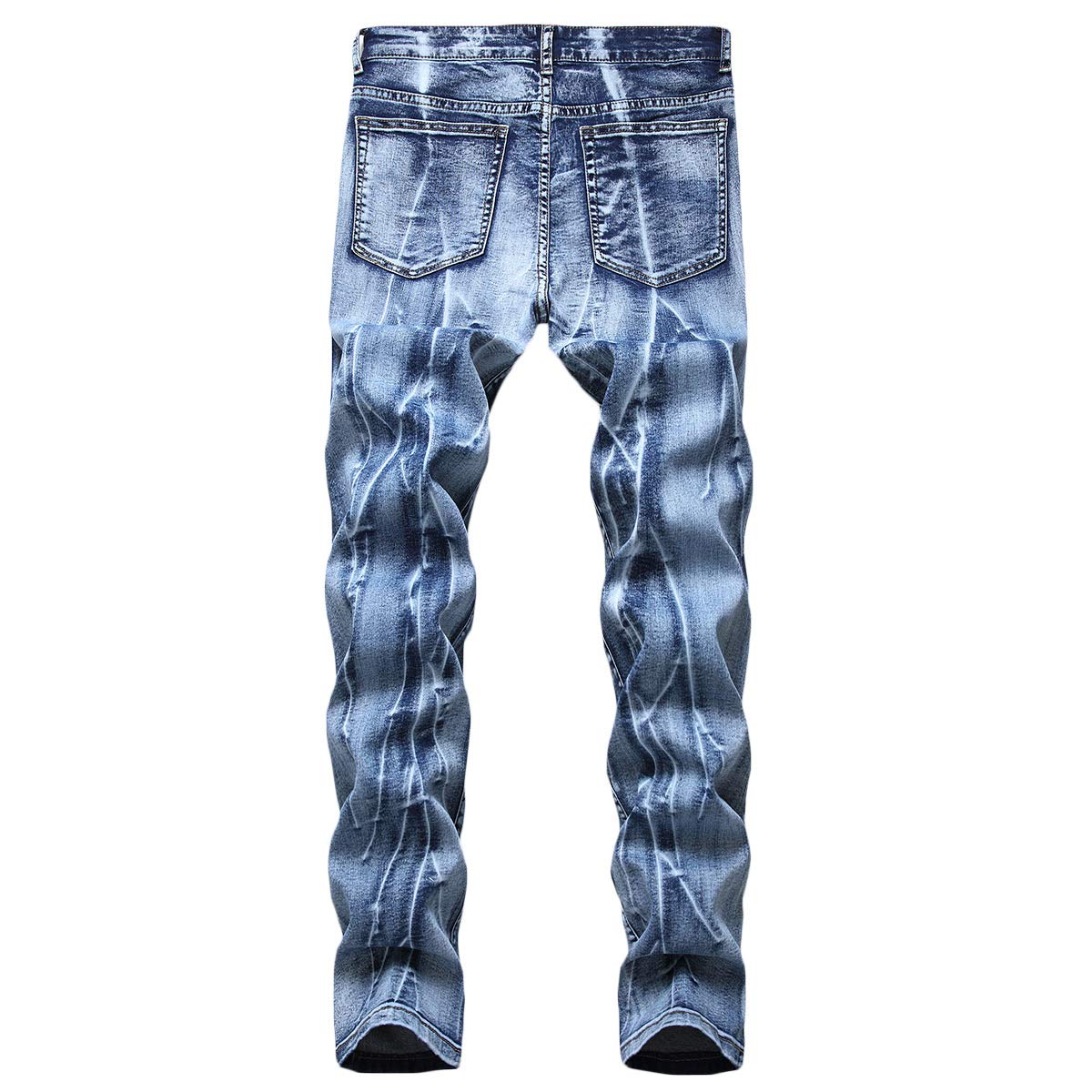 YFFUSHI Mens Straight Fit Stretch Jeans Slim Fit Washed Comfy Casual Denim Pants Blue 2