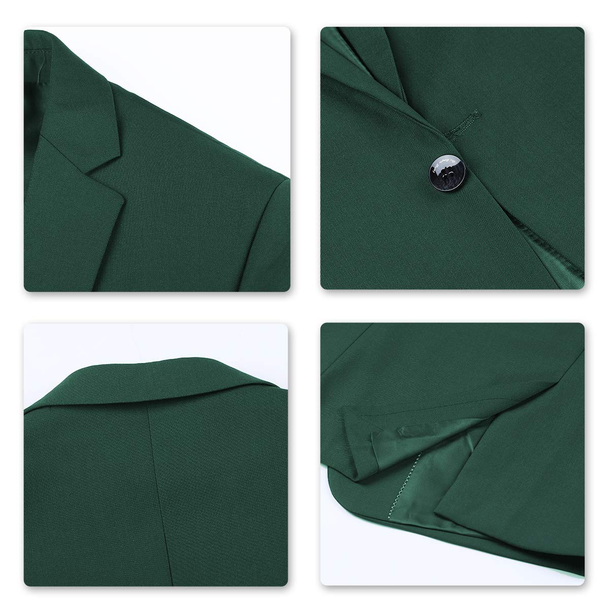 YFFUSHI Mens 2 Piece Suits One Button Formal Slim Fit Solid Color Wedding Tuxedo Dark Green