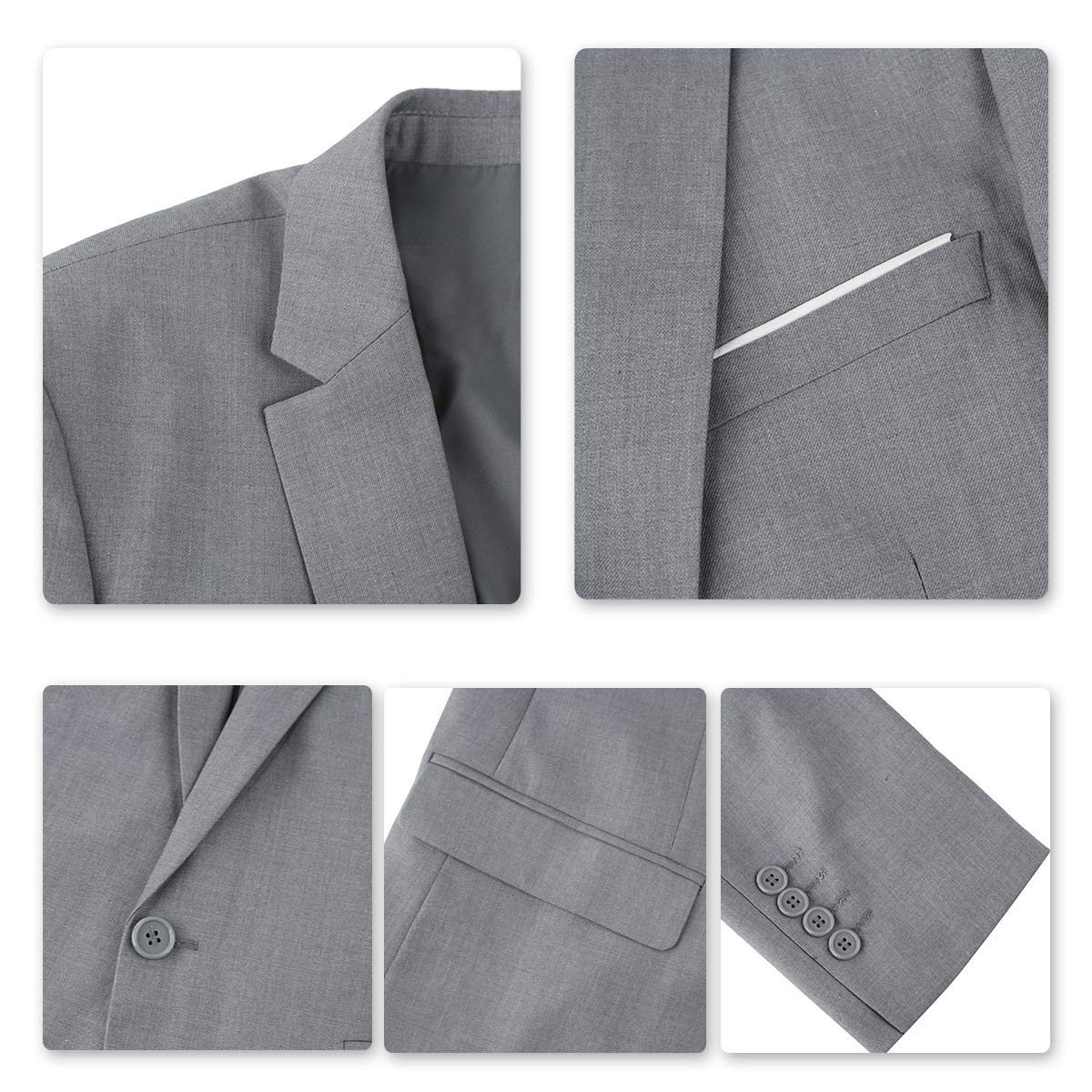 YFFUSHI Mens Suit Jacket Vest 2 Piece Set Slim Fit Separate Casual Formal Dress Tops Light Gray