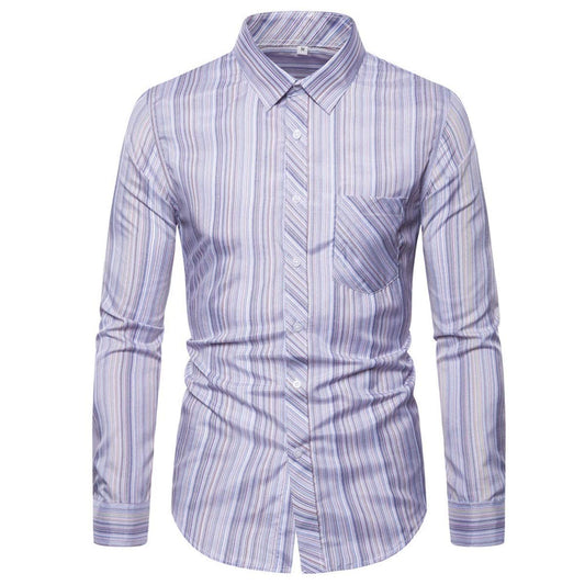 YFFUSHI Mens Button Down Shirt Regular Fit Long Sleeve Stripes Casual Dress Shirt Stripe Purple