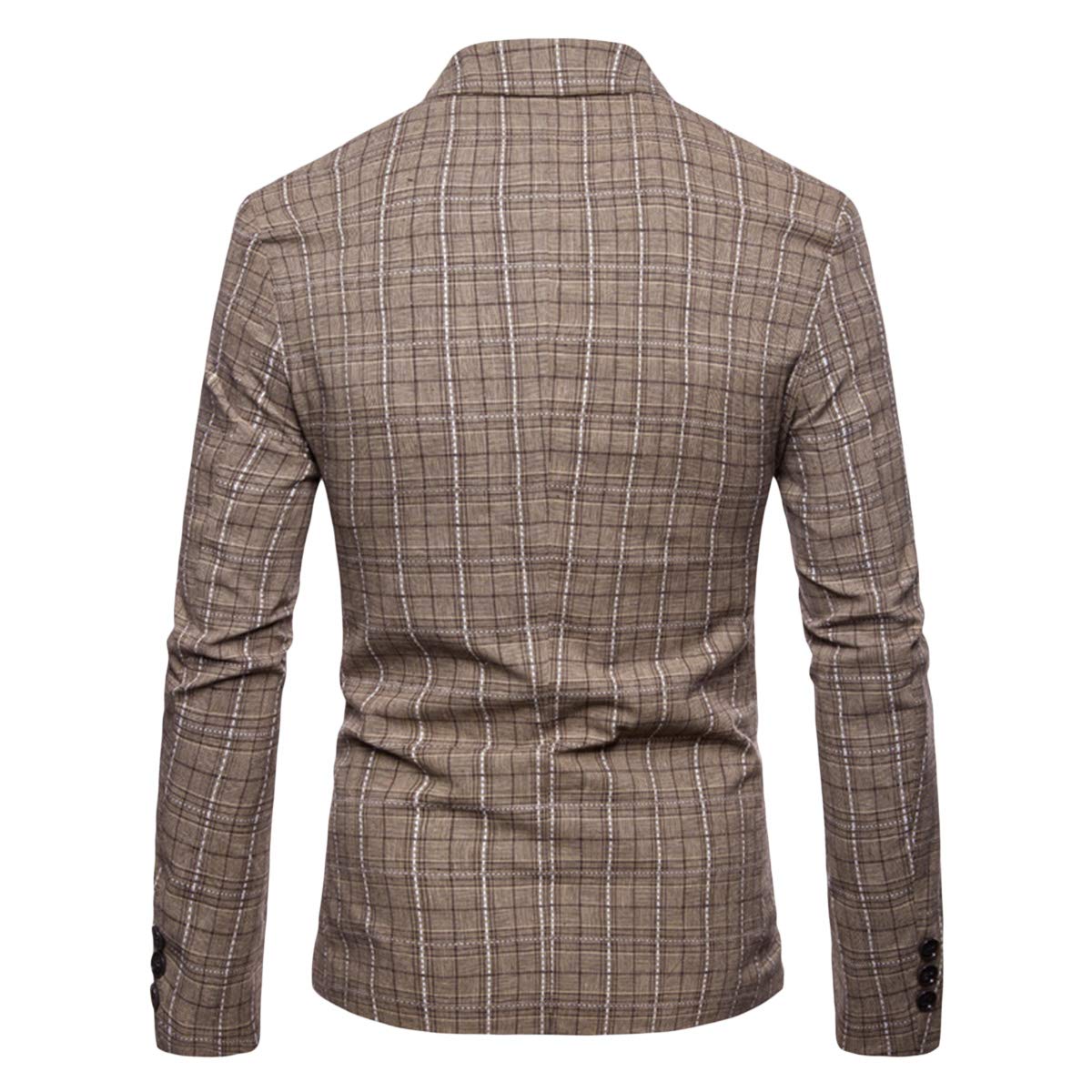 YFFUSHI Mens Plaids Slim Fit One Button Casual Daily Suit Jacket Sport Coat Khaki