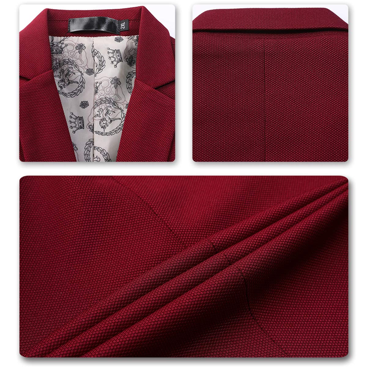 YFFUSHI Mens Slim Fit Sport Coat Casual One Button Solid Color Jacket Blazer Red