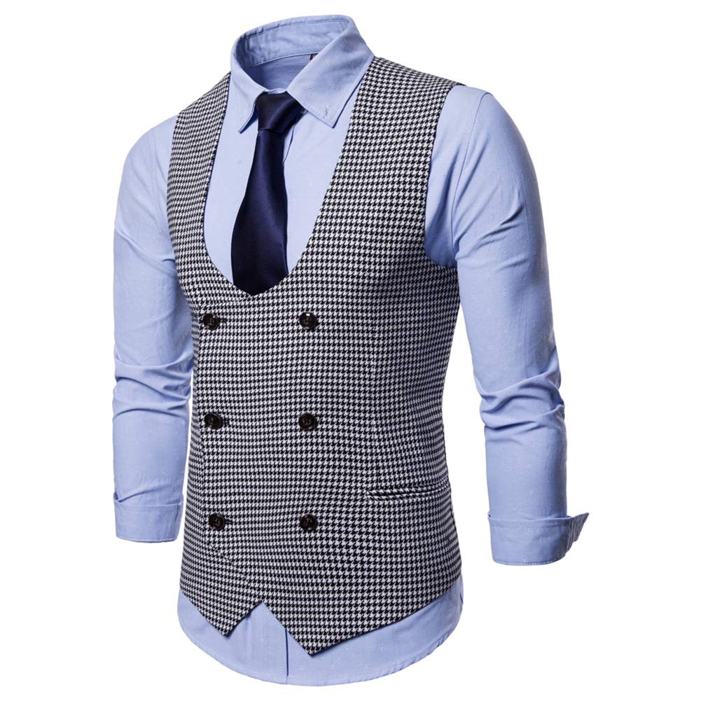 YFFUSHI Mens Slim Fit Formal Premium Vest Waistcoat Black