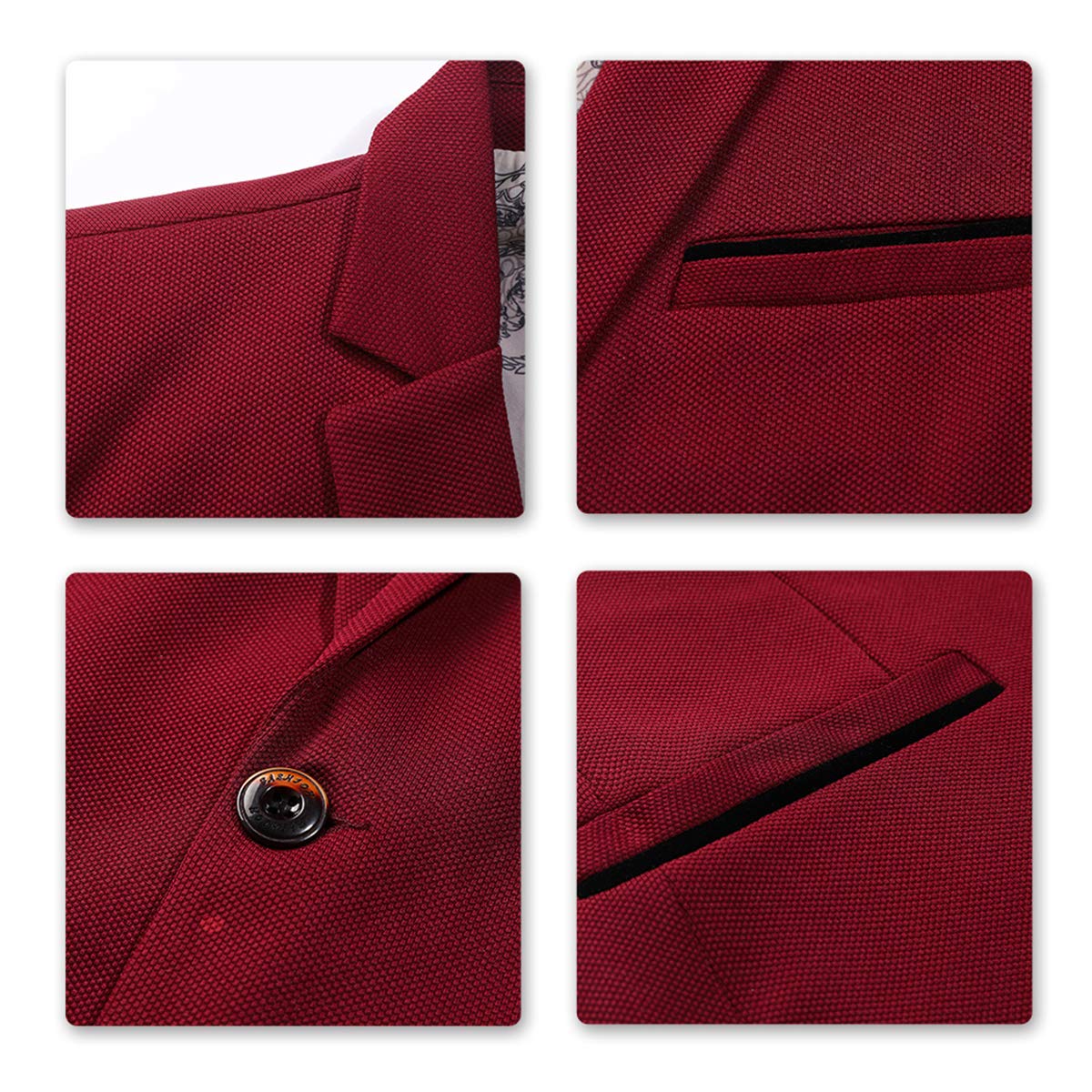 YFFUSHI Mens Slim Fit Sport Coat Casual One Button Solid Color Jacket Blazer Red