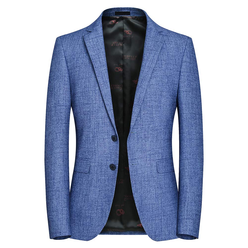 YFFUSHI Mens Slim Fit Casual Jacket Two Buttons Stylish Daily Sport Coat Blue