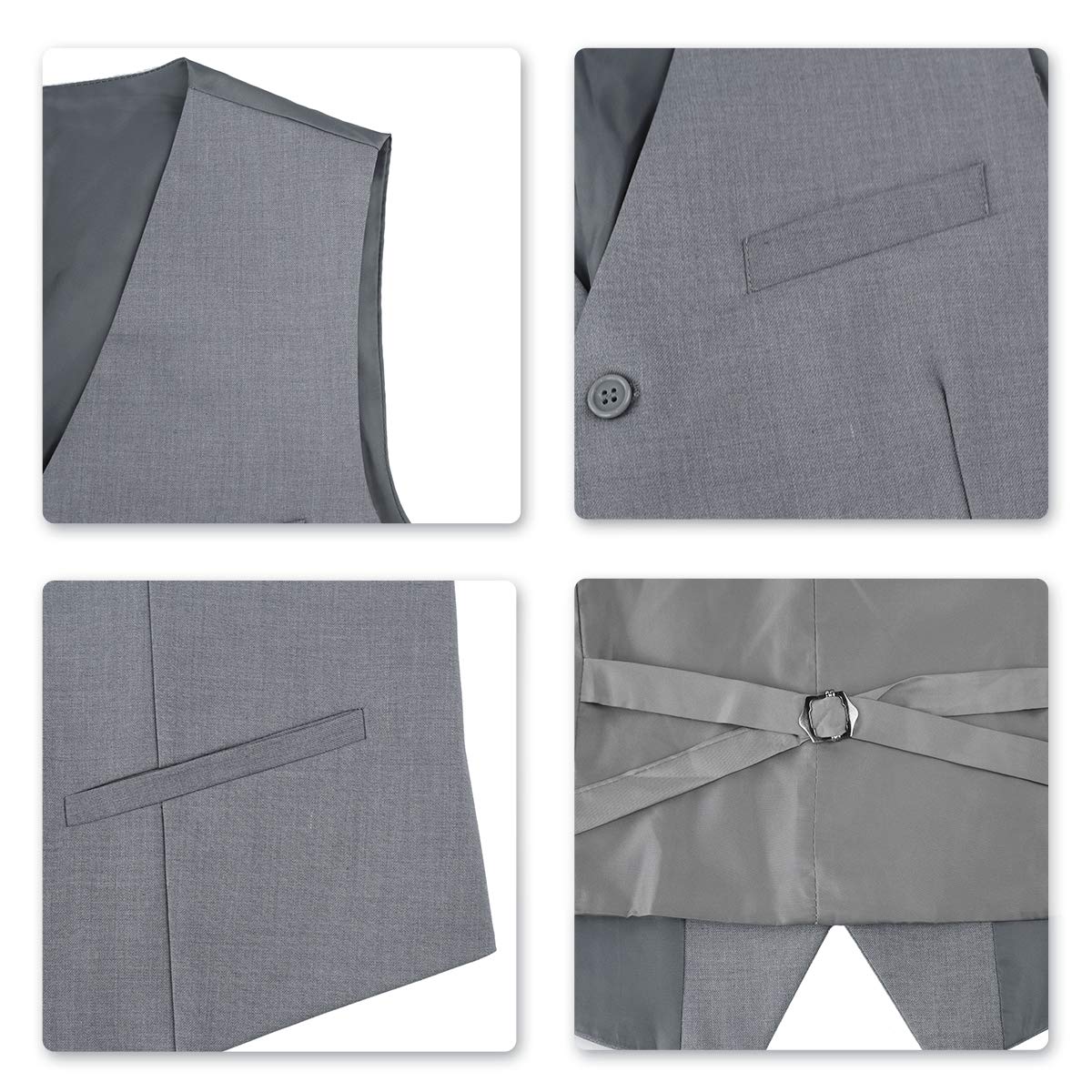 YFFUSHI Mens Suit Jacket Vest 2 Piece Set Slim Fit Separate Casual Formal Dress Tops Light Gray