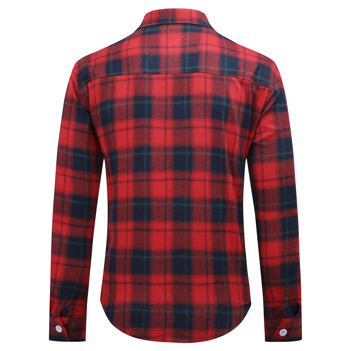 YFFUSHI Mens Plaid Casual Shirt Long Sleeve Button Down Standard-Fit Daily Shirts Red