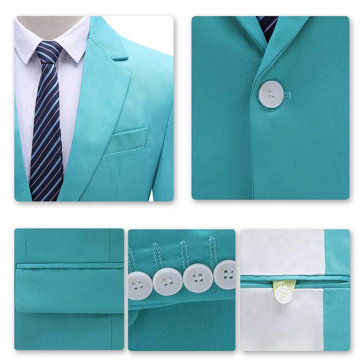 YFFUSHI Men's 2 Piece Suit One Button Closure Solid Color Suit Set Green