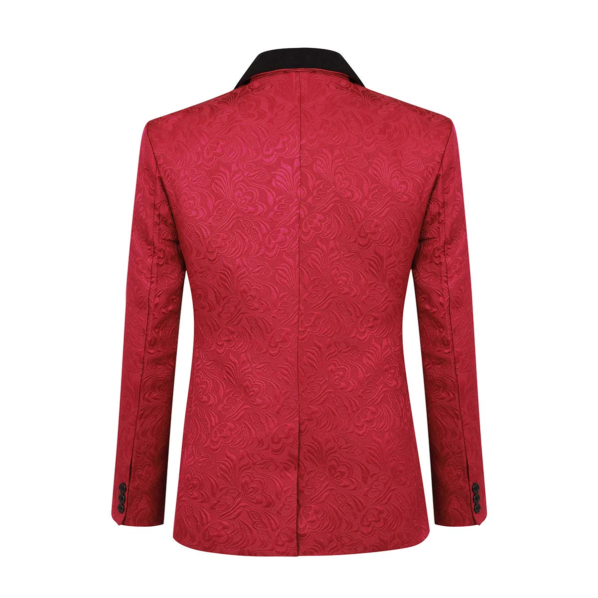 YFFUSHI Men's 3 Piece Suit Jacquard Tuxedo One Button Shawl Collar Red