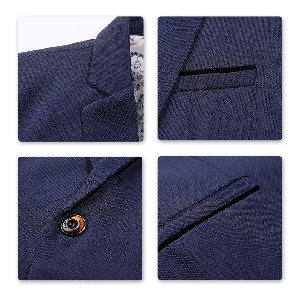 YFFUSHI Mens Slim Fit Sport Coat Casual One Button Solid Color Jacket Blazer Navy