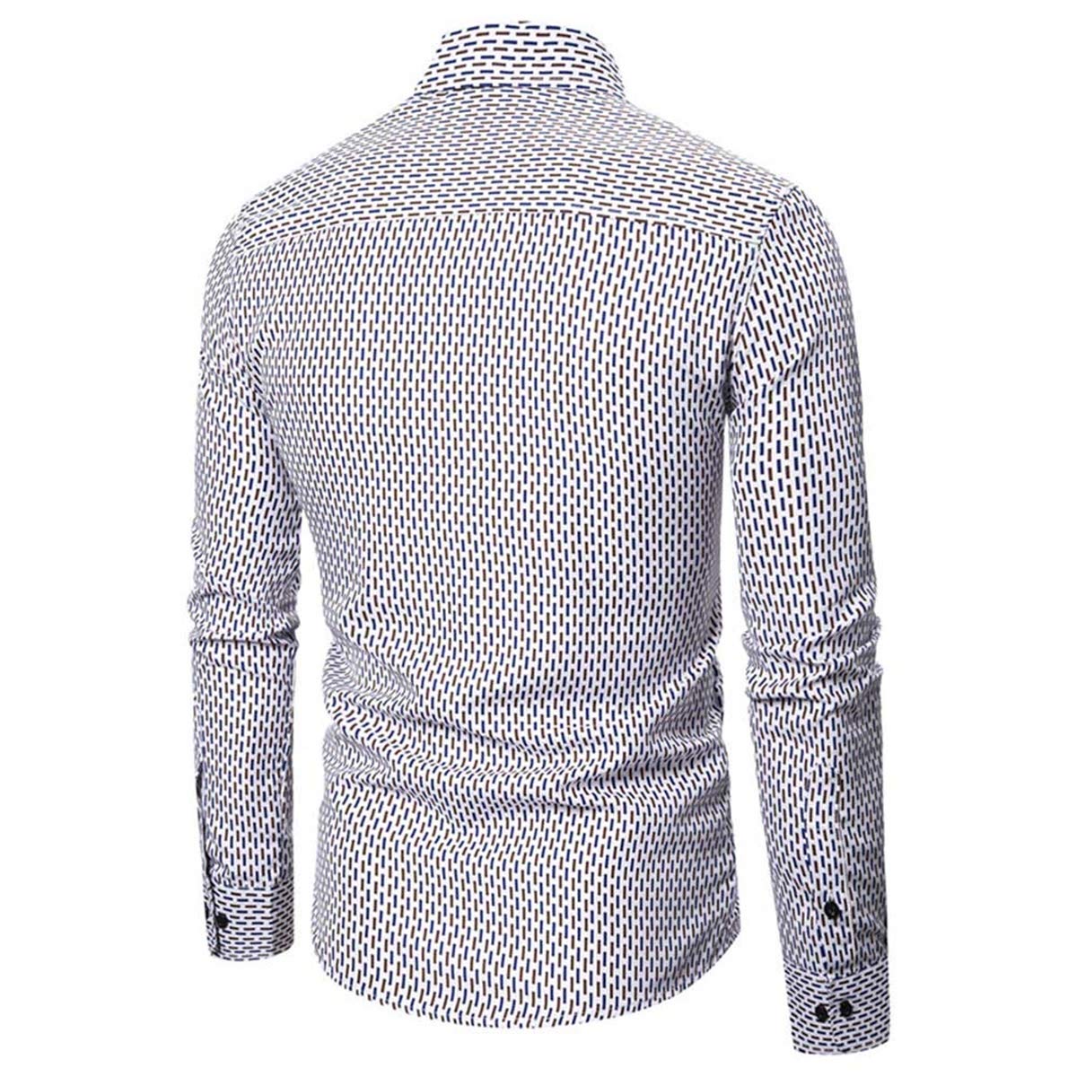 YFFUSHI Mens Long Sleeve Casual Shirt Dots Printed Button Down Regular Fit Dress Shirt Light Brown