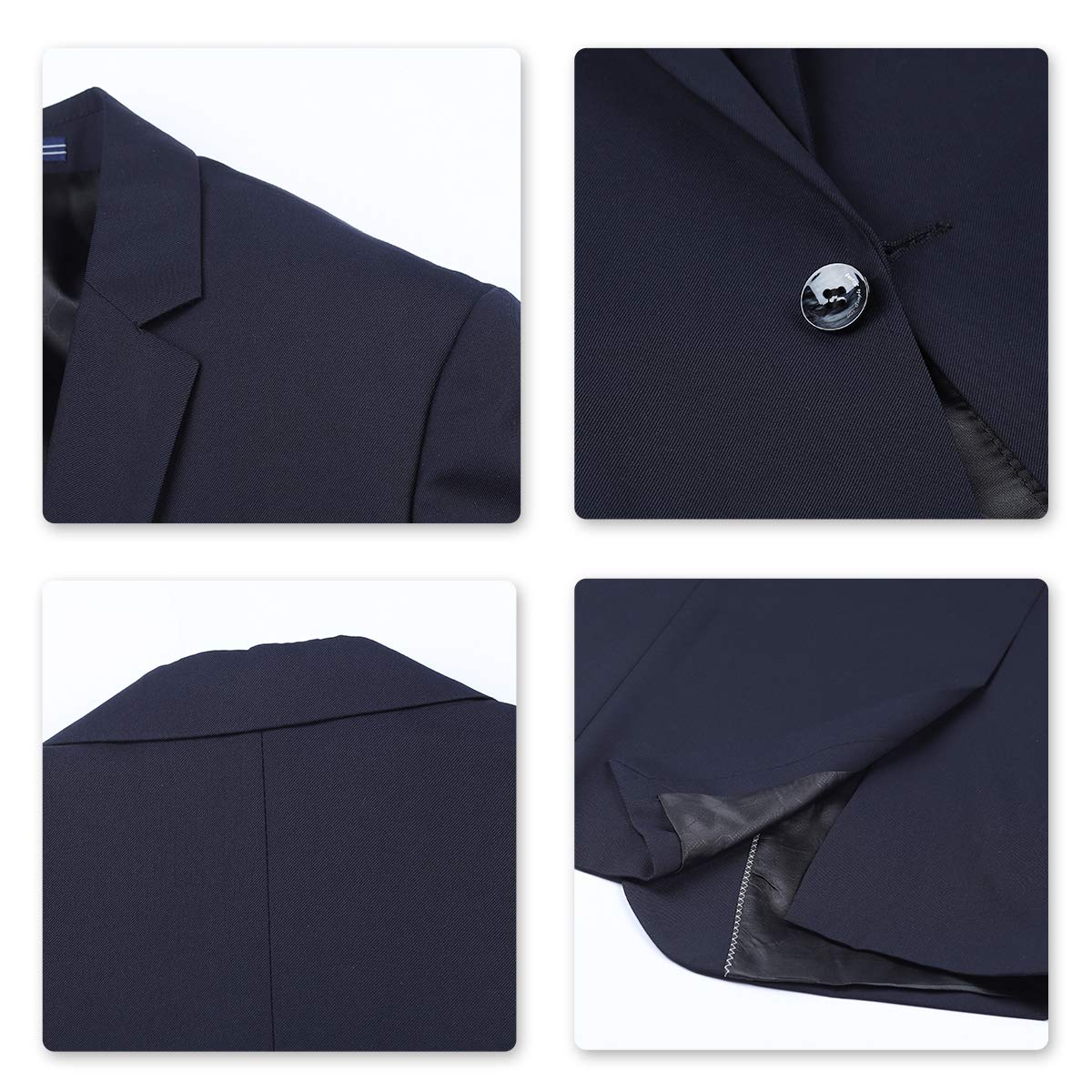 YFFUSHI Mens 2 Piece Suits One Button Formal Slim Fit Solid Color Wedding Tuxedo Navy