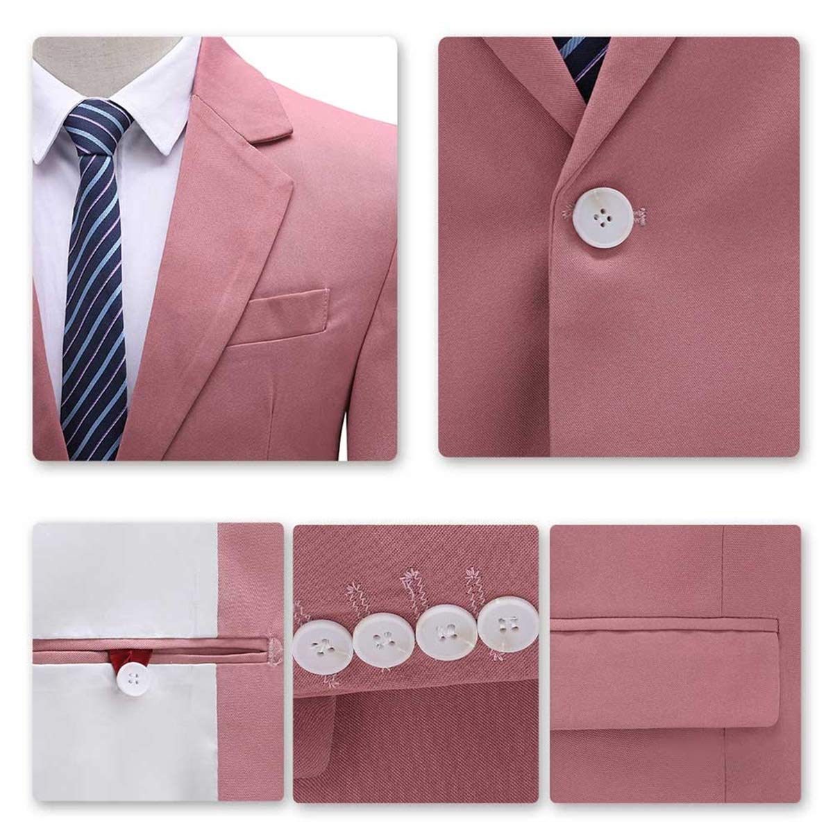 YFFUSHI Men's 2 Piece Suit One Button Closure Solid Color Suit Set Light Pink