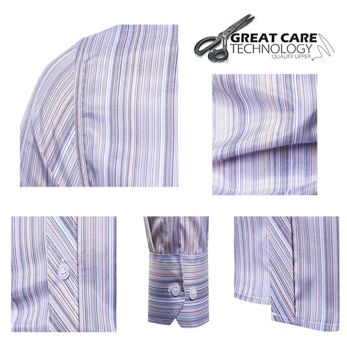 YFFUSHI Mens Button Down Shirt Regular Fit Long Sleeve Stripes Casual Dress Shirt Stripe Purple