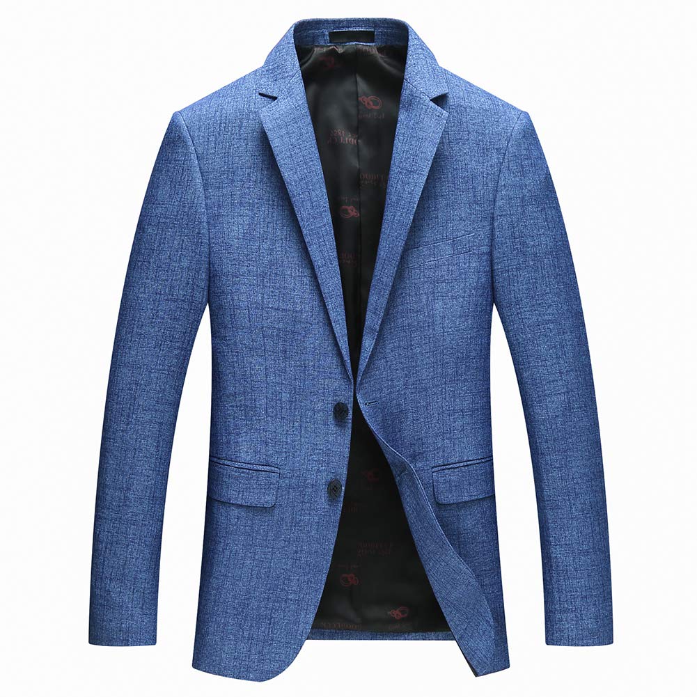 YFFUSHI Mens Slim Fit Casual Jacket Two Buttons Stylish Daily Sport Coat Blue