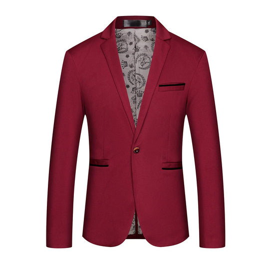 YFFUSHI Mens Slim Fit Sport Coat Casual One Button Solid Color Jacket Blazer Red