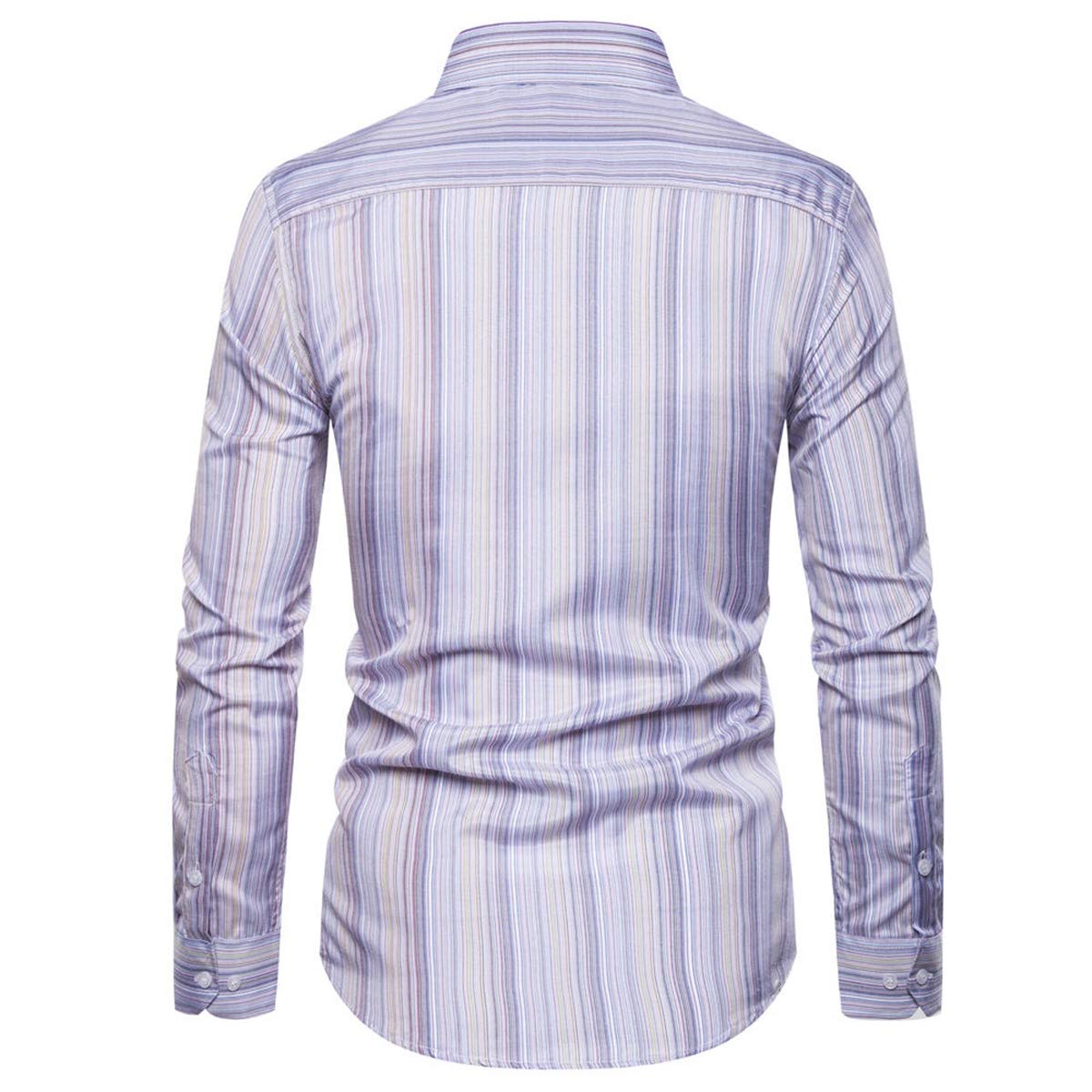 YFFUSHI Mens Button Down Shirt Regular Fit Long Sleeve Stripes Casual Dress Shirt Stripe Purple