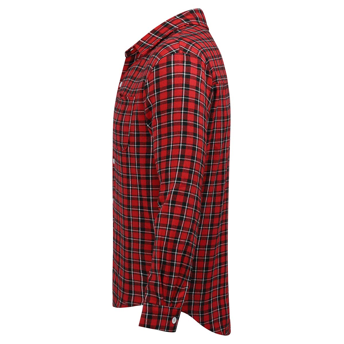 YFFUSHI Mens Plaid Checked Shirt Long Sleeve Casual Regular Fit Cotton Comfort Top Red