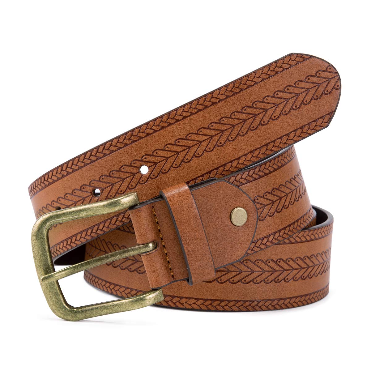 YFFUSHI Men Leather Dress Belt Classic Elegant Fashion Design Brown