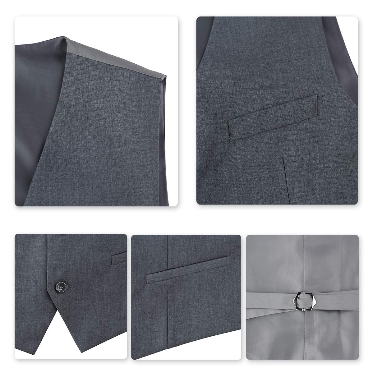 YFFUSHI Mens Suit Jacket Vest 2 Piece Set Slim Fit Separate Casual Formal Dress Tops Dark Gray