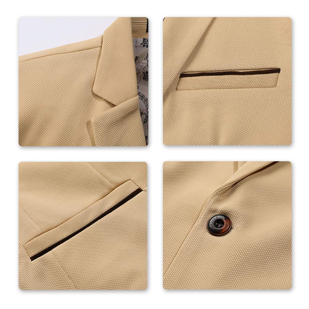 YFFUSHI Mens Slim Fit Sport Coat Casual One Button Solid Color Jacket Blazer Khaki