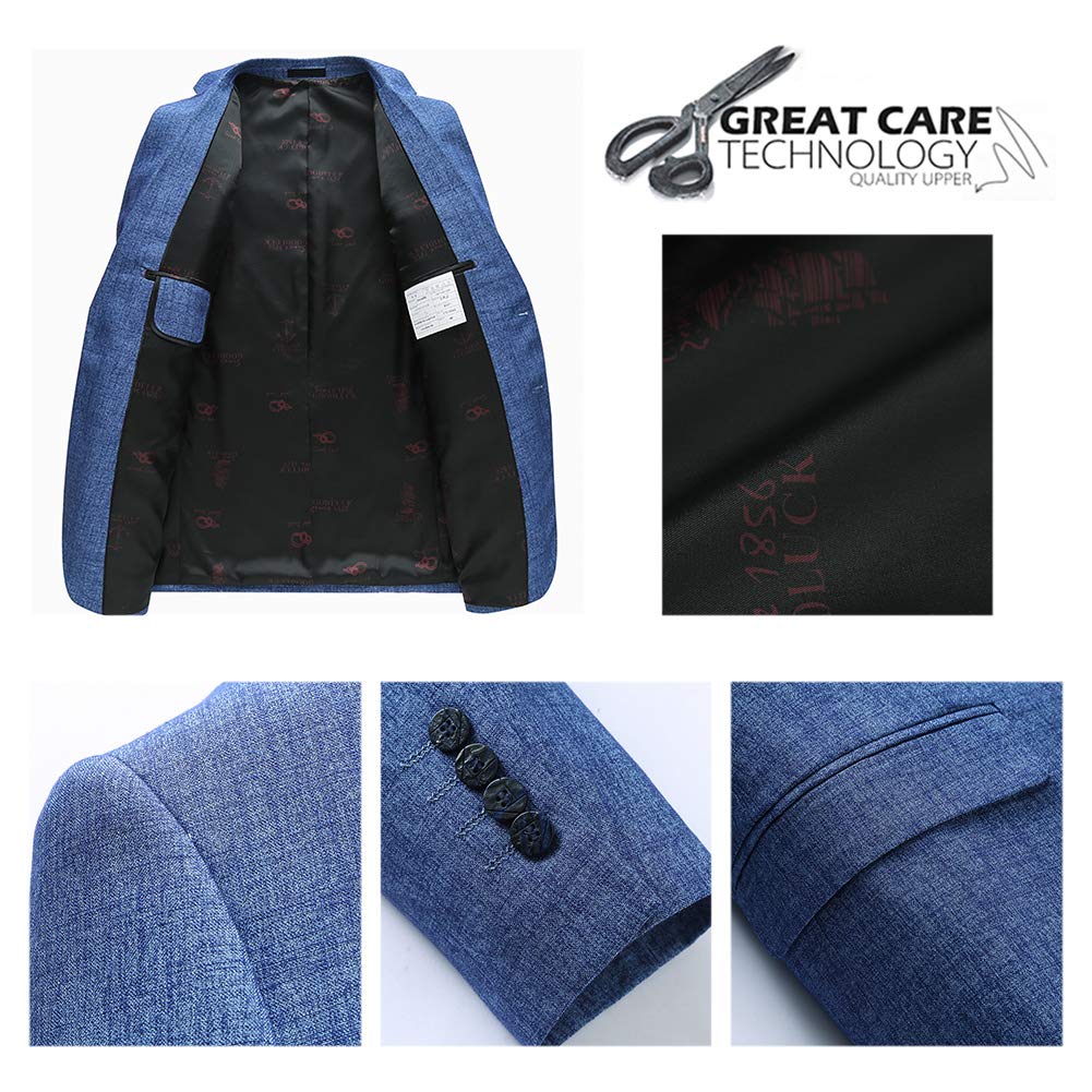 YFFUSHI Mens Slim Fit Casual Jacket Two Buttons Stylish Daily Sport Coat Blue