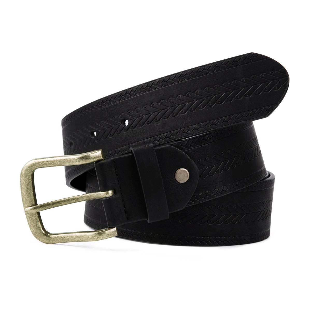 YFFUSHI Men Leather Dress Belt Classic Elegant Fashion Design Black