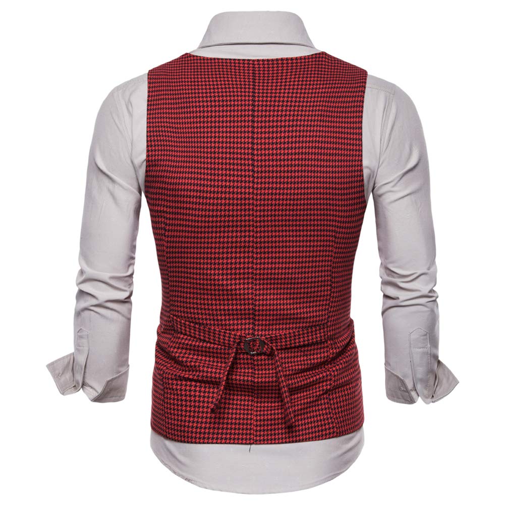 YFFUSHI Mens Slim Fit Formal Premium Vest Waistcoat Red